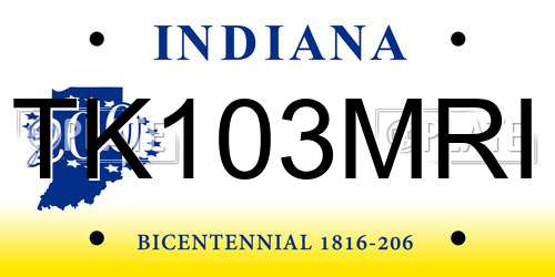 TK103MRI Indiana License Plate