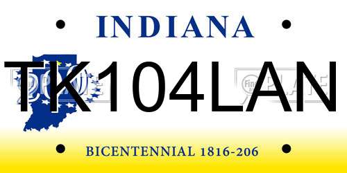 TK104LAN Indiana License Plate