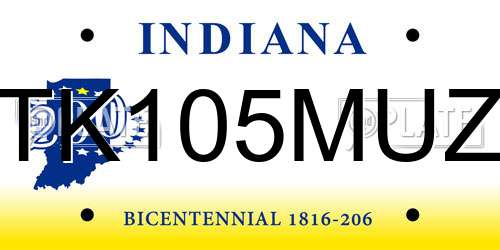 TK105MUZ Indiana License Plate