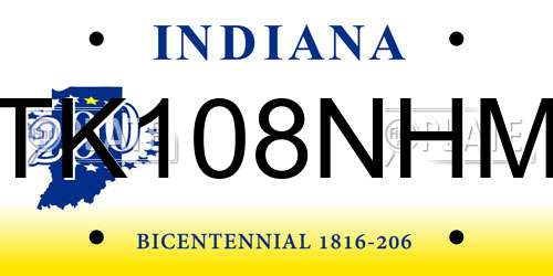 TK108NHM Indiana License Plate