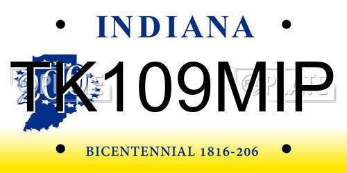 TK109MIP Indiana License Plate