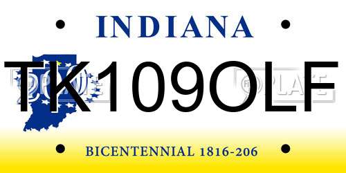 TK109OLF Indiana License Plate