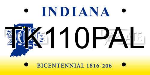 TK110PAL Indiana License Plate