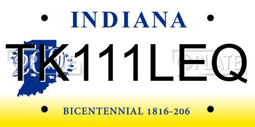 TK111LEQ Indiana License Plate