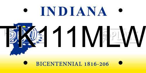 TK111MLW Indiana License Plate