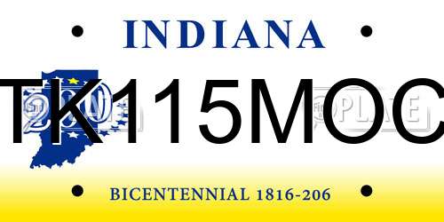 TK115MOC Indiana License Plate