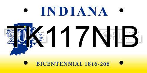 TK117NIB Indiana License Plate
