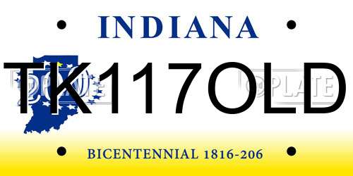 TK117OLD Indiana License Plate