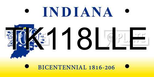 TK118LLE Indiana License Plate