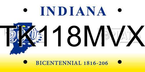 TK118MVX Indiana License Plate