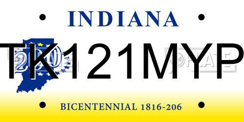 TK121MYP Indiana License Plate