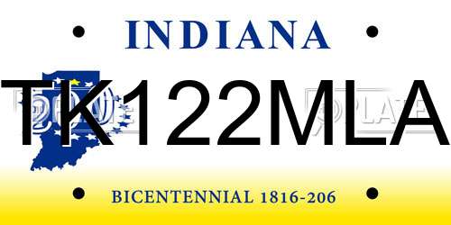 TK122MLA Indiana License Plate