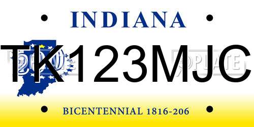 TK123MJC Indiana License Plate