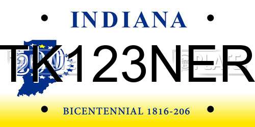 TK123NER Indiana License Plate