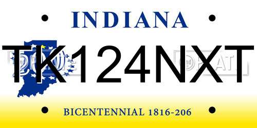 TK124NXT Indiana License Plate