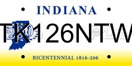 TK126NTW Indiana License Plate