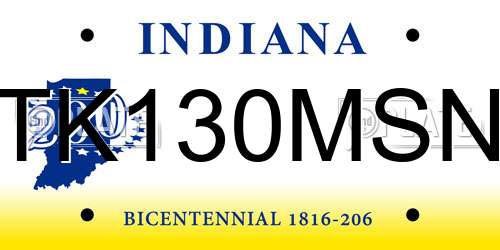 TK130MSN Indiana License Plate