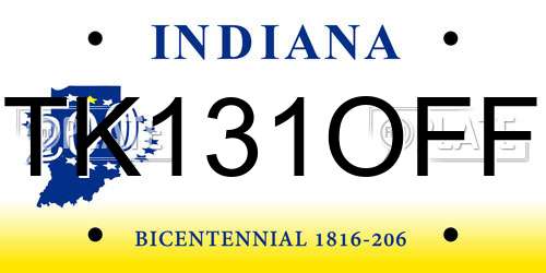 TK131OFF Indiana License Plate