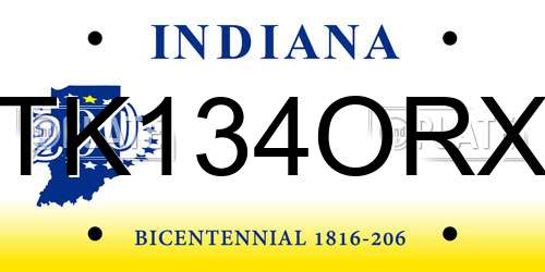 TK134ORX Indiana License Plate