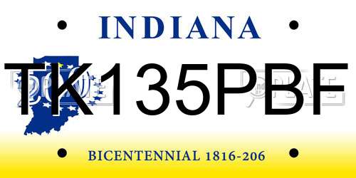 TK135PBF Indiana License Plate