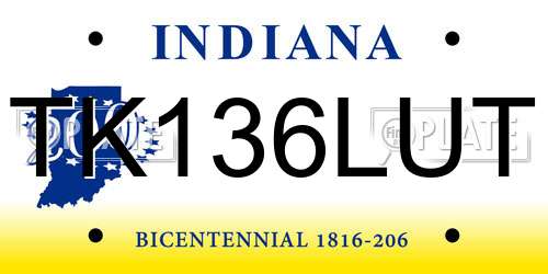 TK136LUT Indiana License Plate