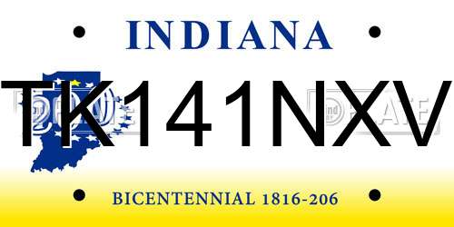 TK141NXV Indiana License Plate