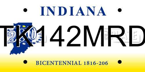 TK142MRD Indiana License Plate