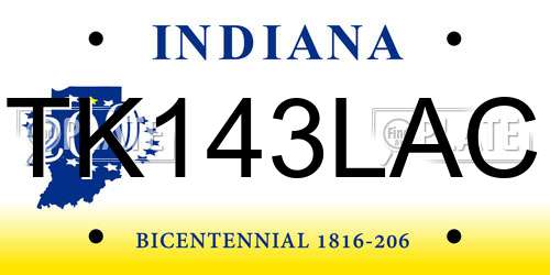 TK143LAC Indiana License Plate