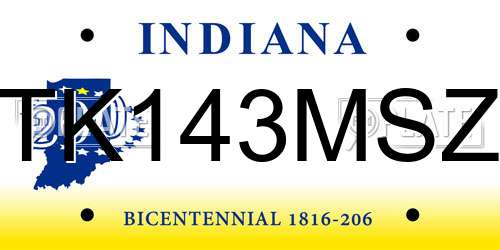 TK143MSZ Indiana License Plate