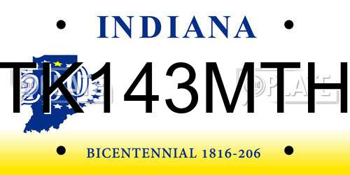 TK143MTH Indiana License Plate
