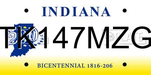 TK147MZG Indiana License Plate