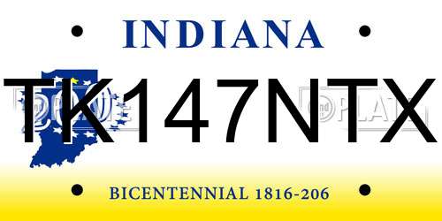 TK147NTX Indiana License Plate