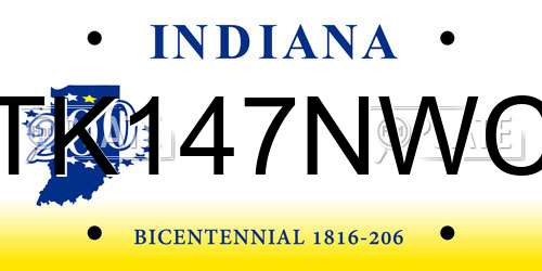 TK147NWC Indiana License Plate
