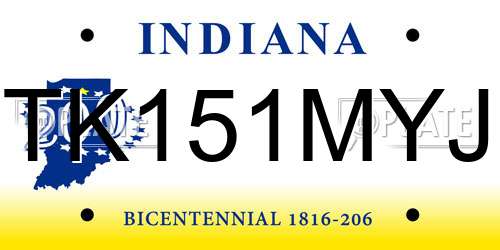 TK151MYJ Indiana License Plate