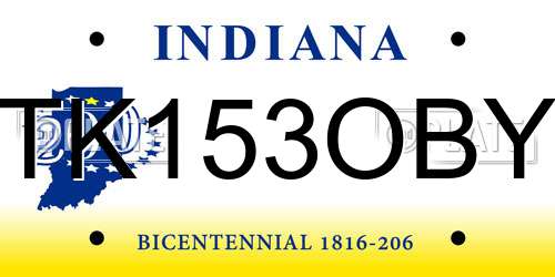 TK153OBY Indiana License Plate