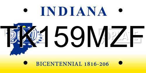 TK159MZF Indiana License Plate