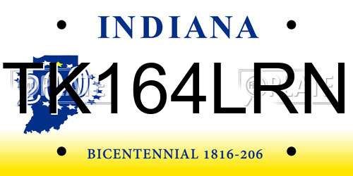 TK164LRN Indiana License Plate