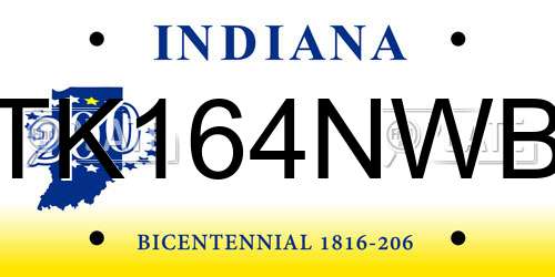 TK164NWB Indiana License Plate
