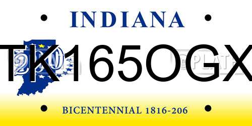 TK165OGX Indiana License Plate