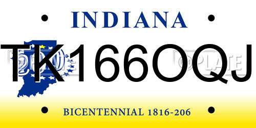 TK166OQJ Indiana License Plate
