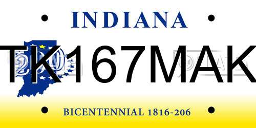 TK167MAK Indiana License Plate