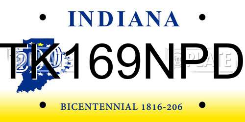 TK169NPD Indiana License Plate