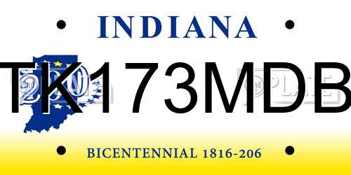 TK173MDB Indiana License Plate