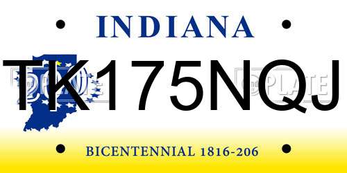 TK175NQJ Indiana License Plate
