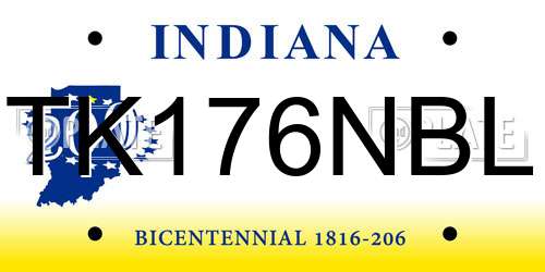 TK176NBL Indiana License Plate