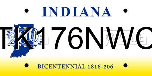 TK176NWC Indiana License Plate
