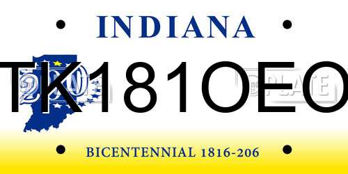 TK181OEO Indiana License Plate