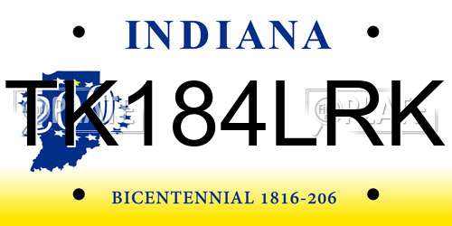 TK184LRK Indiana License Plate