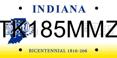 TK185MMZ Indiana License Plate