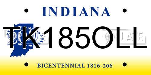TK185OLL Indiana License Plate